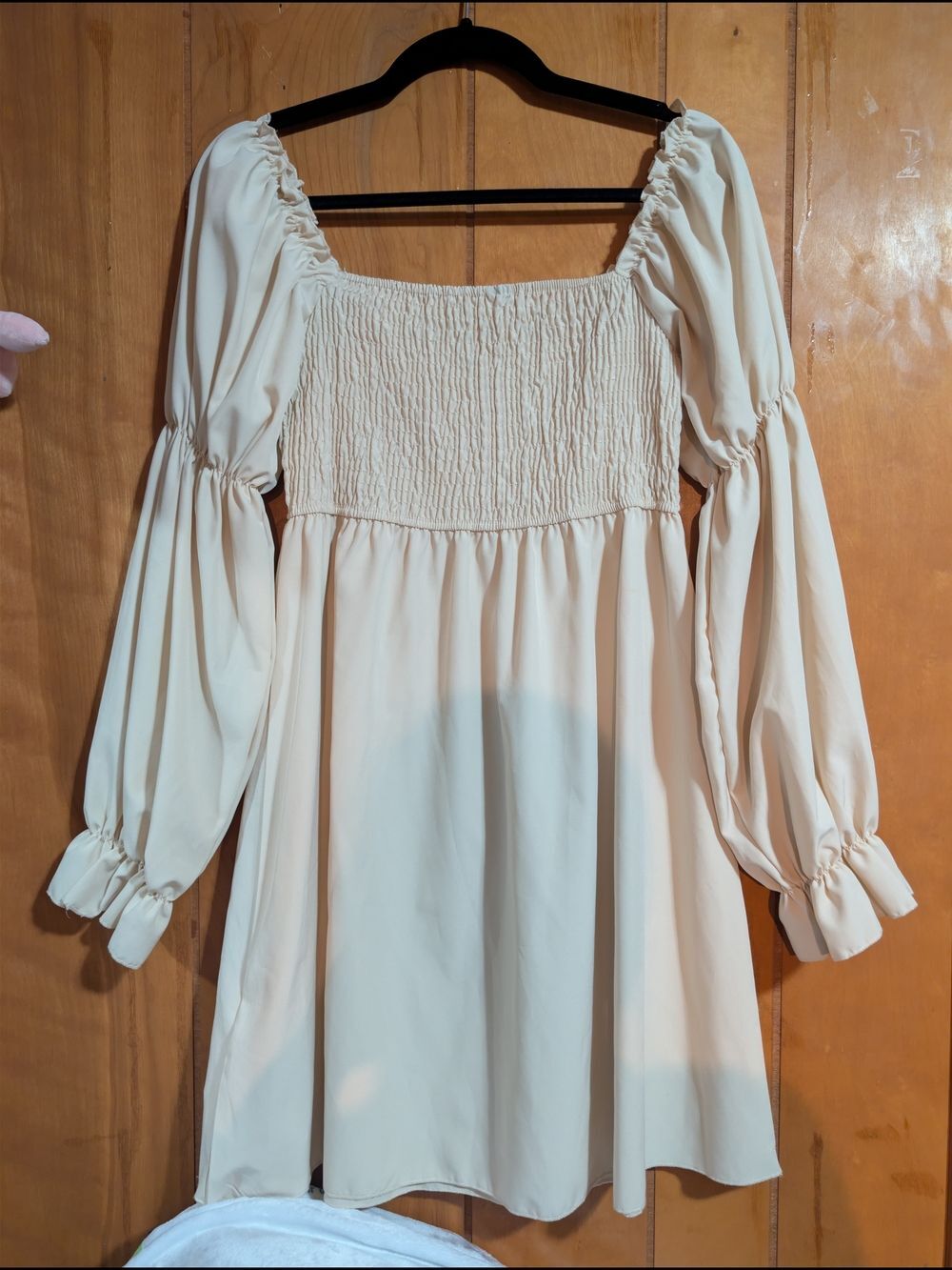 Women's Cream Smocked Square-Neck Dress - Picture 4 of 7